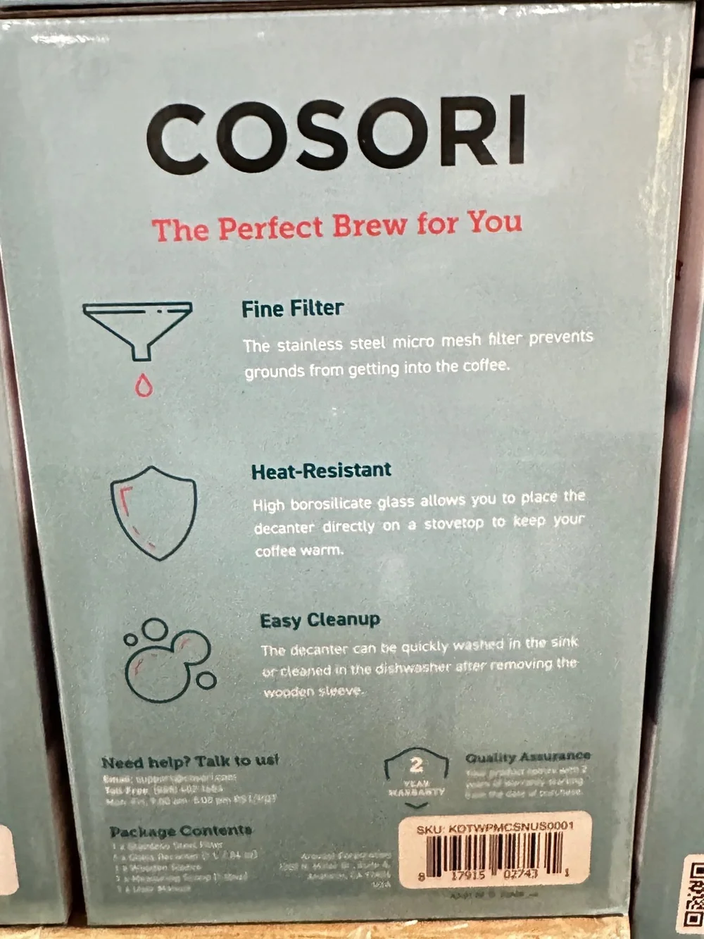 COSORI Original 8-Cup Pour-Over Coffee Maker - Natural Wood & Glass